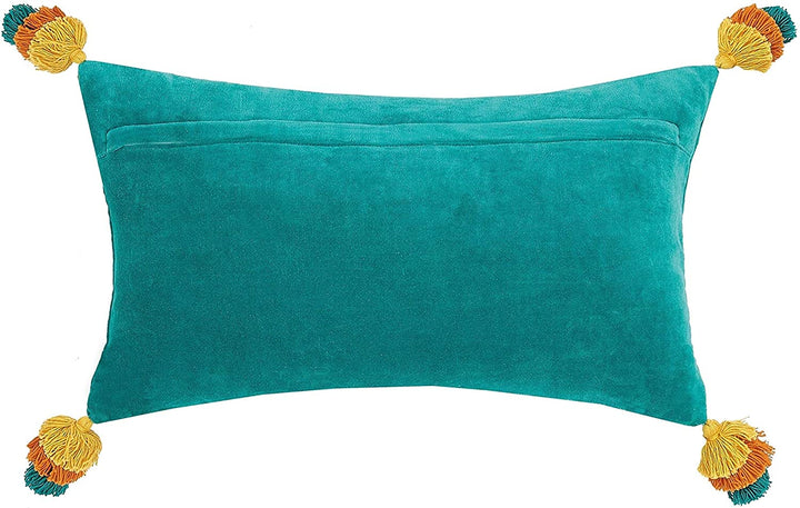 Hello Tassels Embroidered Pillow Color Motif Modern Contemporary Cotton Single Removable Cover