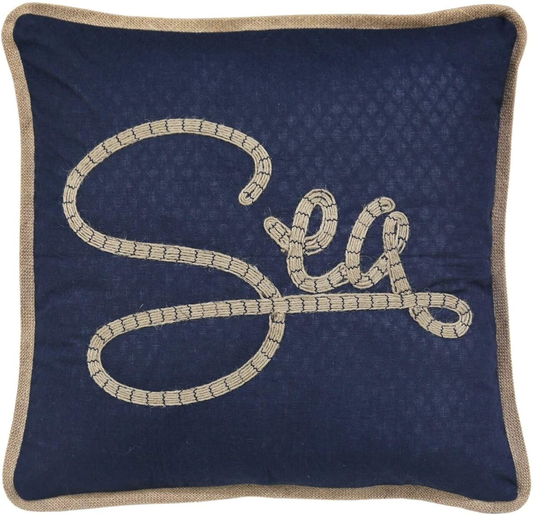 Sea Themed Rectangular Throw Pillow Navy Solid Color