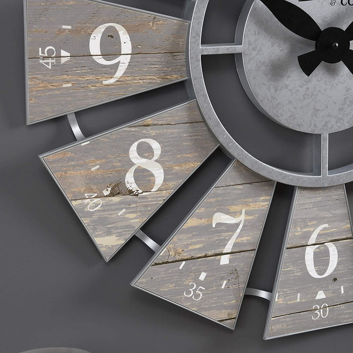 Gray Numeral Farmhouse Windmill Clock American Crafted Cool Plastic 24 X 2 Grey Round - Diamond Home USA