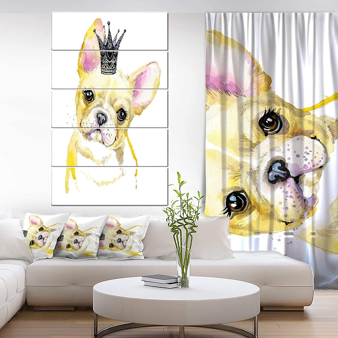 French Bulldog Black Crown' Contemporary Animal Glossy Metal Wall Art Modern - Diamond Home USA