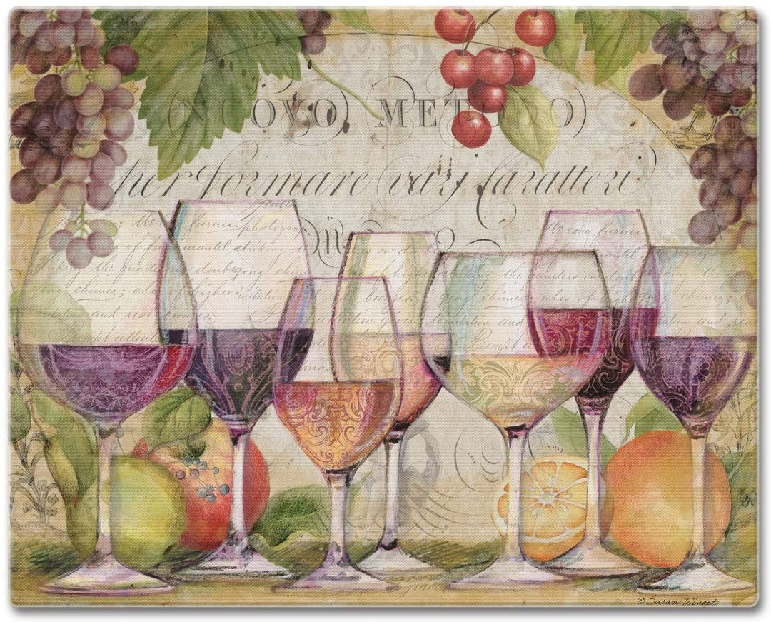 ounter Art Glass utting Board/Saver 12"x15" Wine ountry