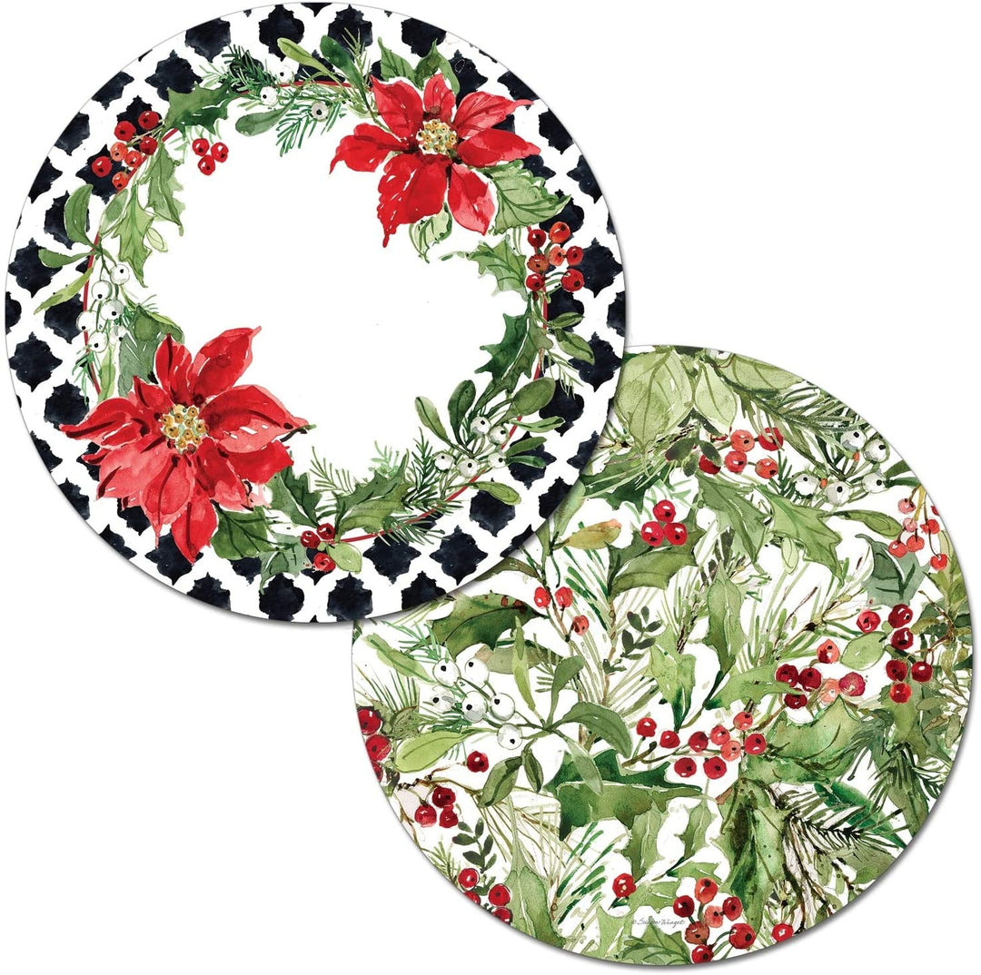 Wipe Clean Round Shaped Placemats Set 4 Cardinal Greenery