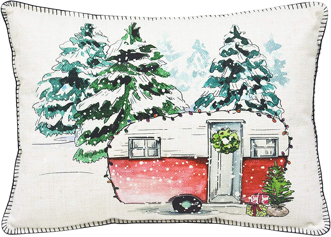 Camping Pillow Oblong White Solid Color Nautical Coastal