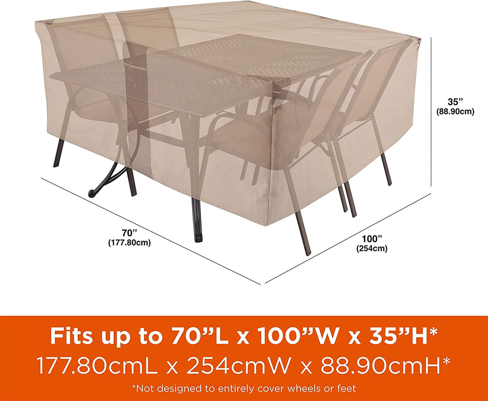 Patio Dining Set Cover W X 70" D 35" H Beige Polyester Blend - Diamond Home USA