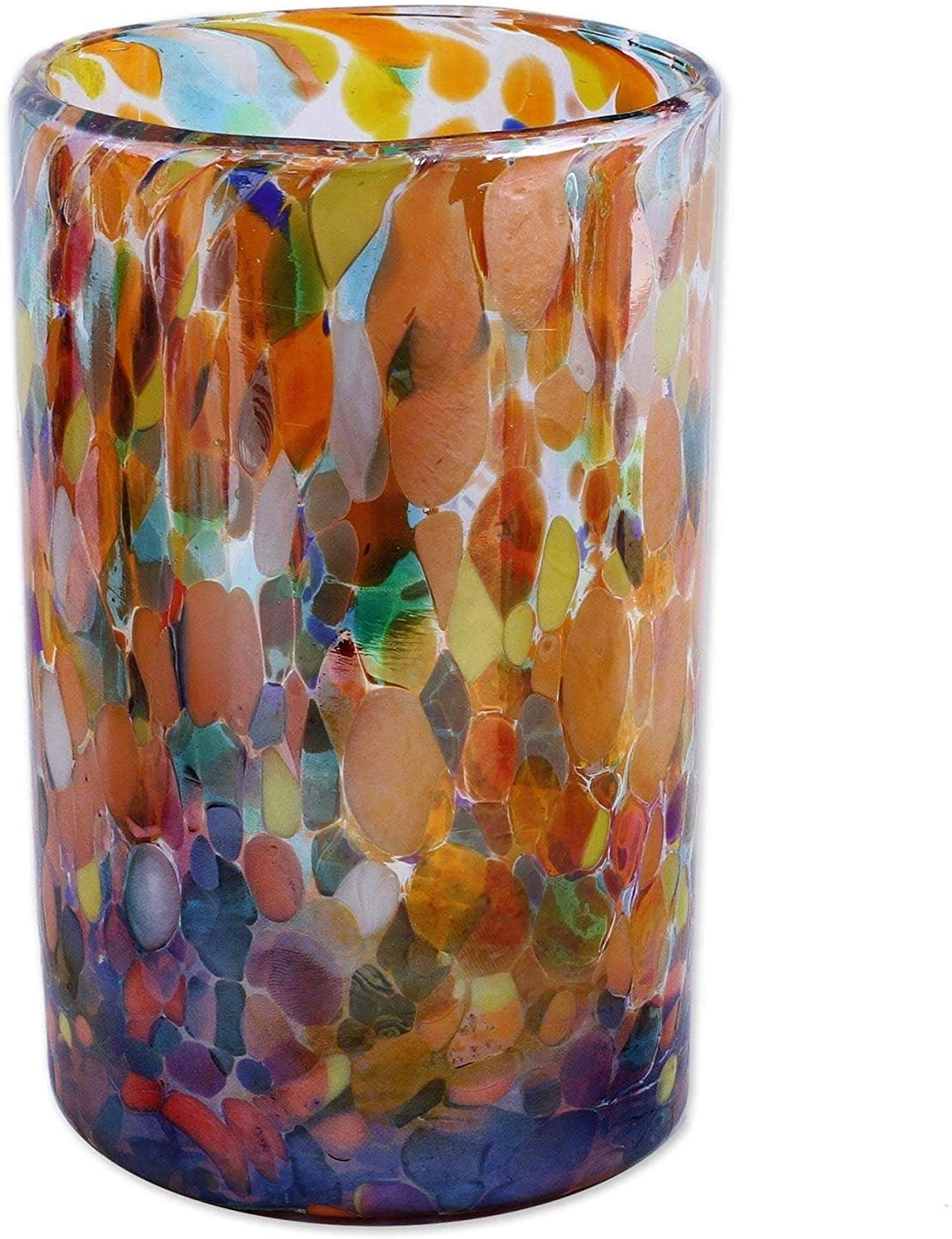 Handmade Hand Blown Multicolor Glasses Carnival Tumblers Set 6 (Mexico) Clear Glass - Diamond Home USA