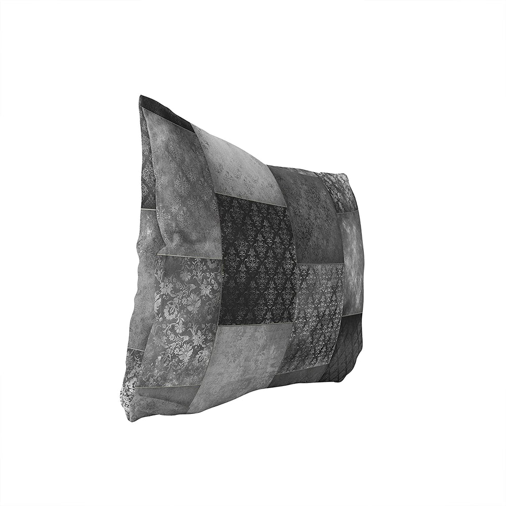 Eclectic Bohemian Patchwork Dark Grey Lumbar Pillow Grey Geometric Bohemian Eclectic Polyester Single Removable Cover - Diamond Home USA