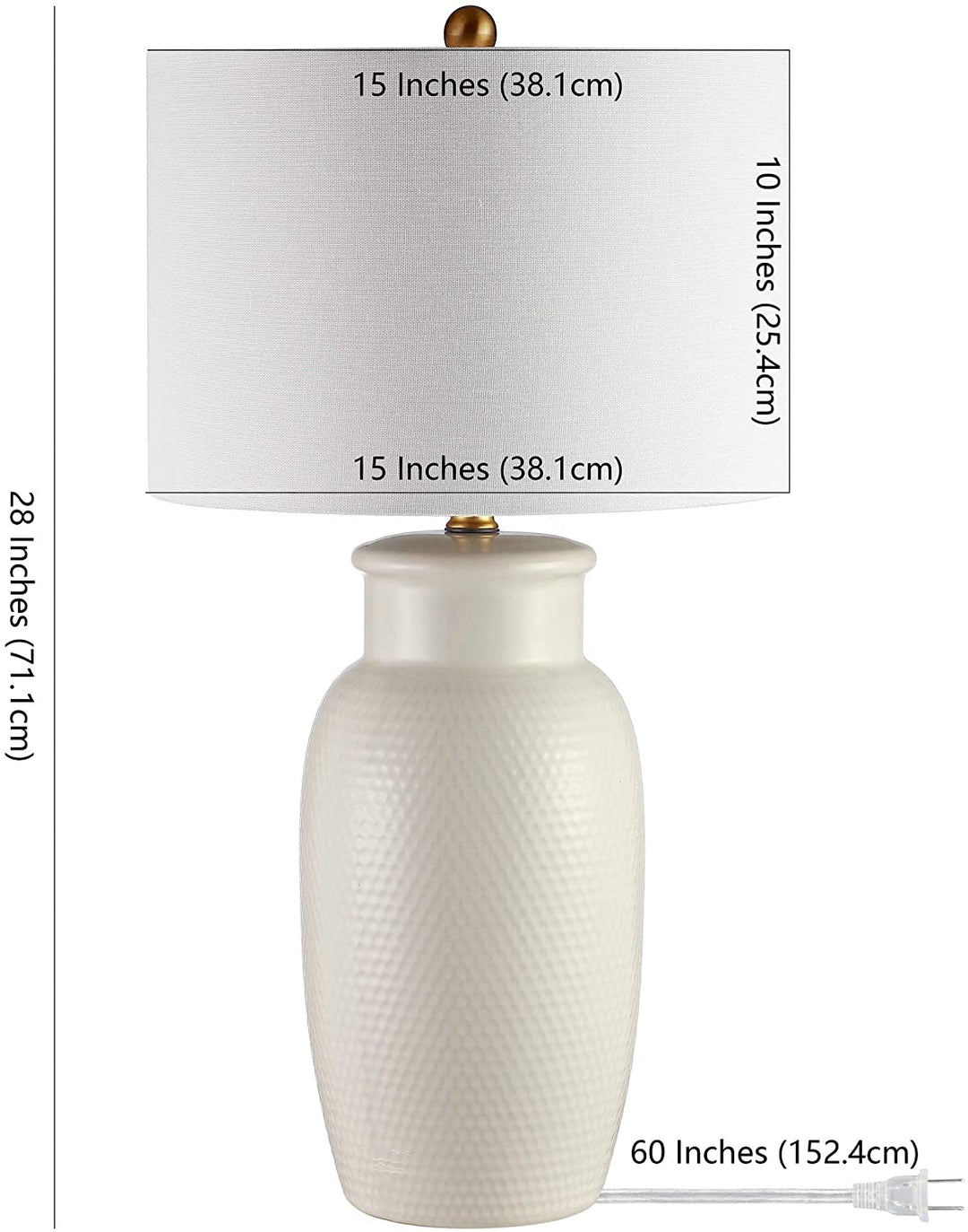 Lighting 27 inch Ivory Ceramic Led Table Lamp 15" W X L 27 5" H White Modern Contemporary Gold Bulbs Included