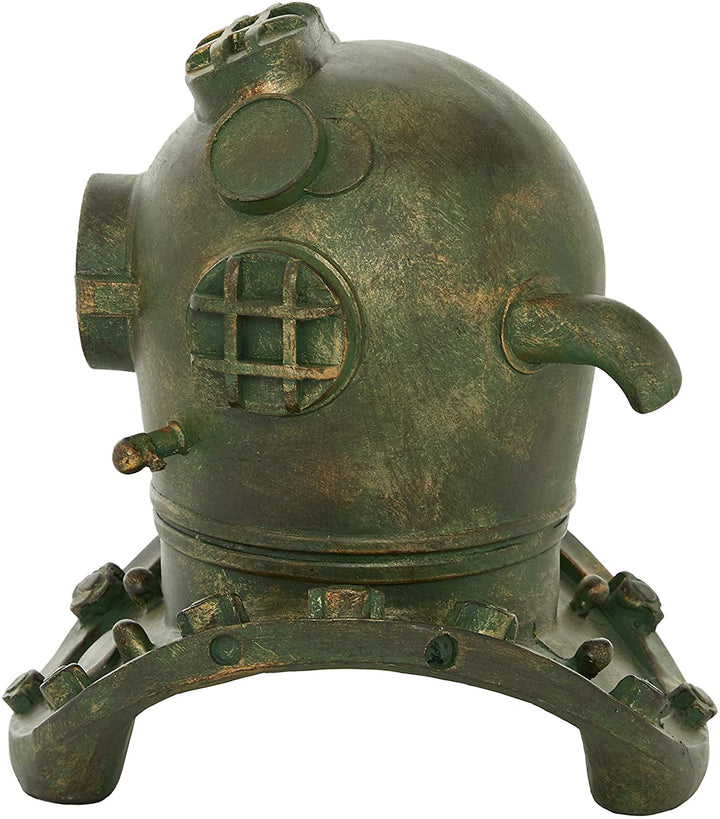 Antique Bronze Polystone Diving Helmet 8" X 10" 8 X 9 10 Brown Resin - Diamond Home USA