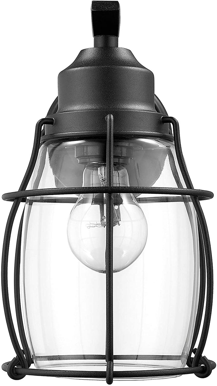 1 Light Textured Black Outdoor Wall Sconce Farmhouse Industrial Nautical Coastal Metal Dimmable - Diamond Home USA