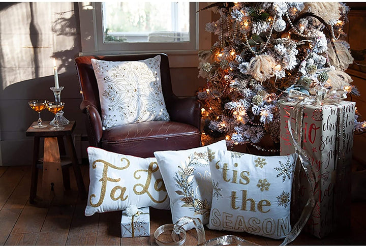 Tis Season Embroidered Pillow - Diamond Home USA