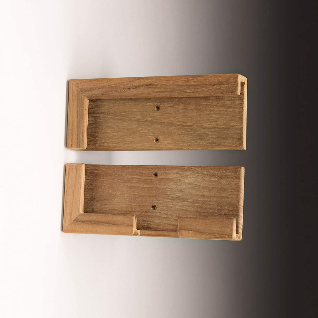 Teak Adjustable Tablet Rack 5 3/4" W X 7 5/16" H 1" D Brown Wall Mounted - Diamond Home USA
