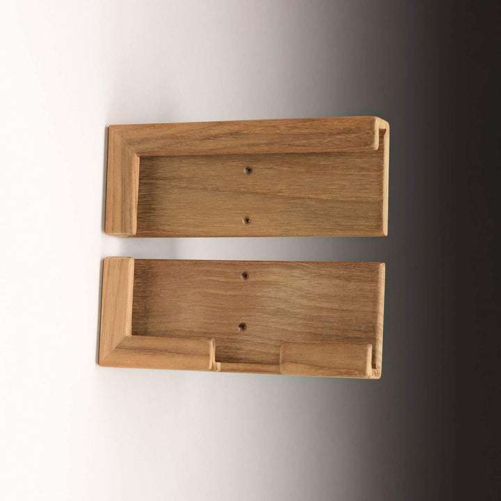 Teak Adjustable Tablet Rack 5 3/4" W X 7 5/16" H 1" D Brown Wall Mounted - Diamond Home USA