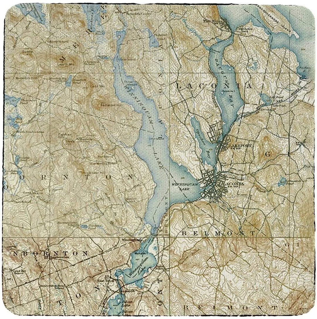 Lake Nh Nautical Map Coaster Set 4 Color Synthetic