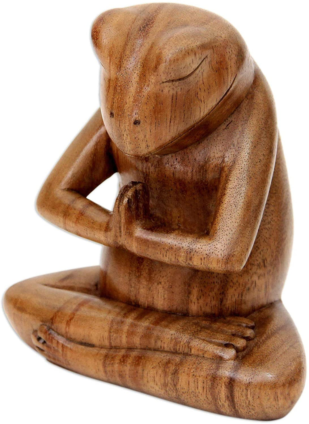 MISC Handmade Wood Sculpture 'Asana Pose Yoga Frog' (Indonesia) Brown