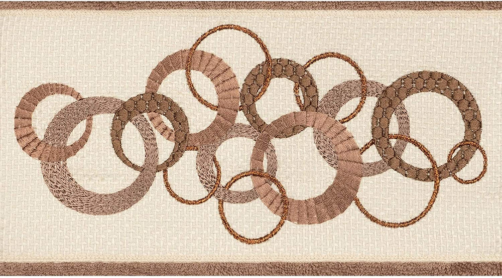 Turkish Cotton Circles Embroidered Latte Brown 2 Piece Bath Towel Set Terry Cloth - Diamond Home USA