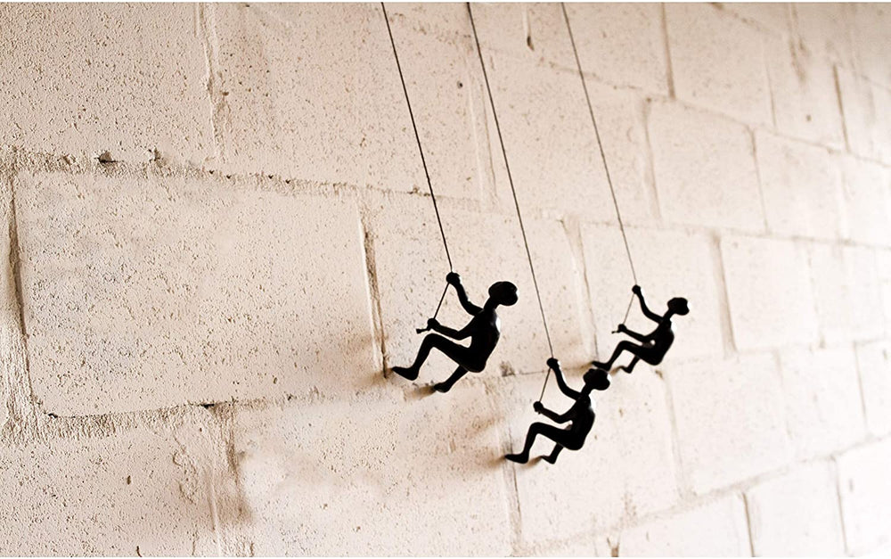 Black Resin Climbing Boy Wall Sculptures (Set 3) Modern Contemporary