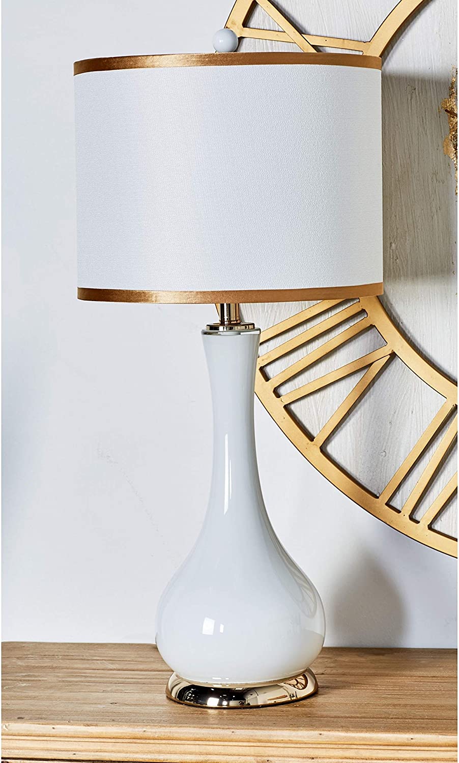 Modern Iron Glass Long Neck Table Lamp White Contemporary - Diamond Home USA