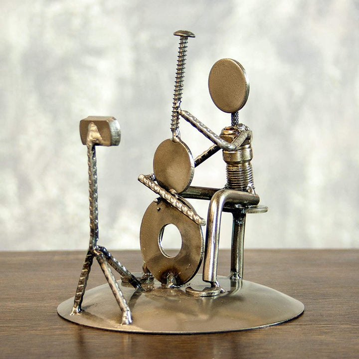 Handmade Auto Part 'Rustic Cellist' Metal Sculpture (Mexico)