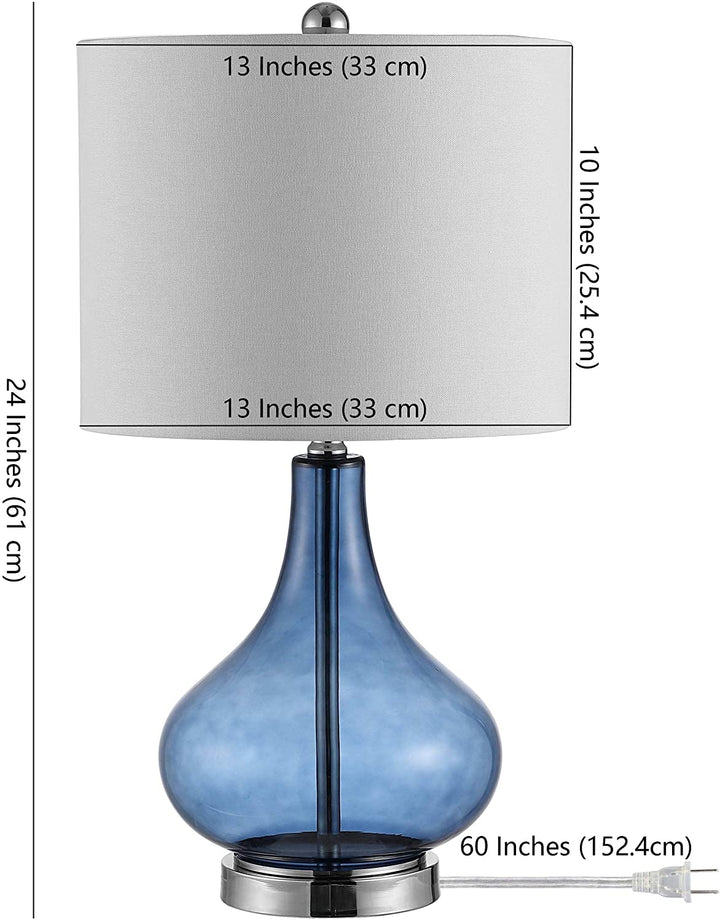 Lighting 24 inch Glass Table Lamp 13" X 24" Blue Modern Contemporary Traditional Chrome Bulbs Included - Diamond Home USA
