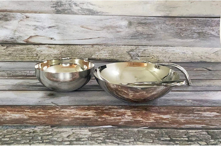 Hammered Branch Nut Bowl 11" X 7" 2" Silver Solid Stainless Steel 1 Piece Handmade - Diamond Home USA