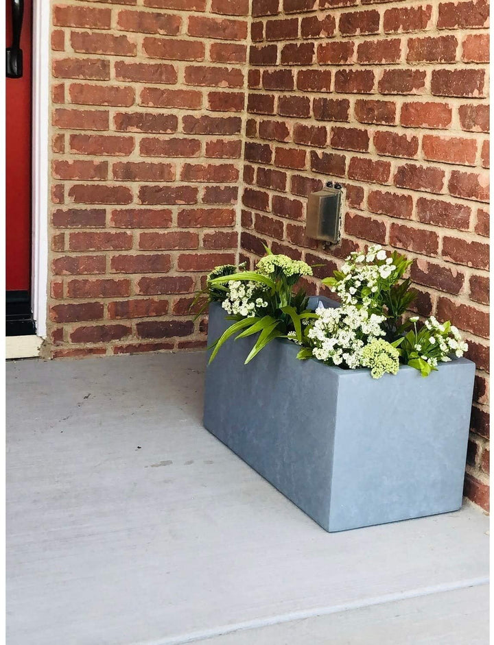 Lightweight Concrete Modern Long Cement Color Low Planter Small 23 2'x11 8'x12' Grey Rectangular