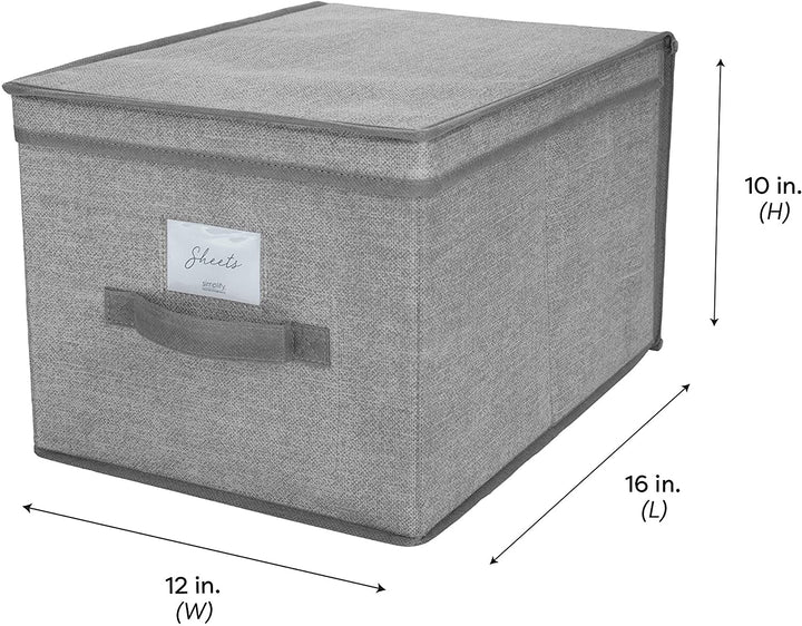 Large Storage Box Grey 12"x 16"x 10" Fabric Textured - Diamond Home USA