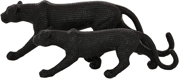 Large Black Jaguar Sculptures Set 2 18 X 4 6 Resin - Diamond Home USA