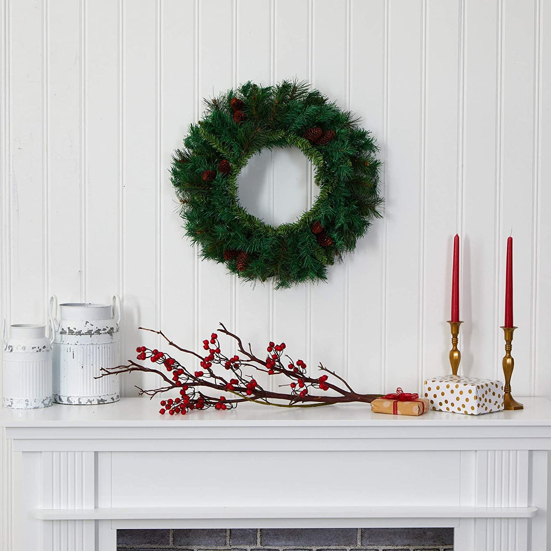 20" Mixed Pine Pinecone Christmas Wreath 35 Clear Led Lights - Diamond Home USA