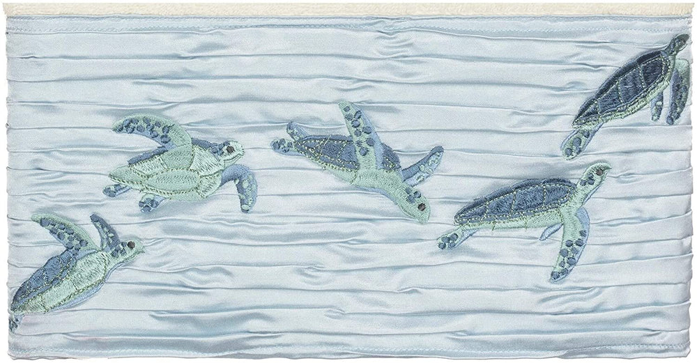 Turkish Cotton Turtles Embroidered Cream 2 Piece Bath Towel Set Blue Off White Terry Cloth - Diamond Home USA