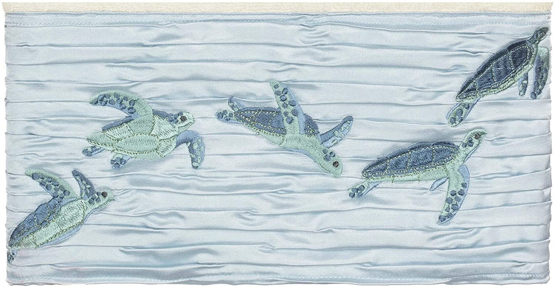 Turkish Cotton Turtles Embroidered Cream 2 Piece Bath Towel Set Blue Off White Terry Cloth - Diamond Home USA