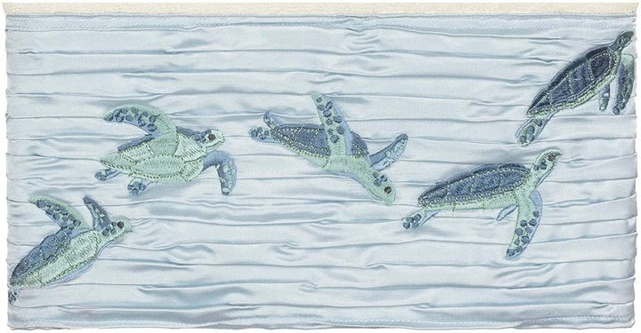 Turkish Cotton Turtles Embroidered Cream 2 Piece Bath Towel Set Blue Off White Terry Cloth - Diamond Home USA
