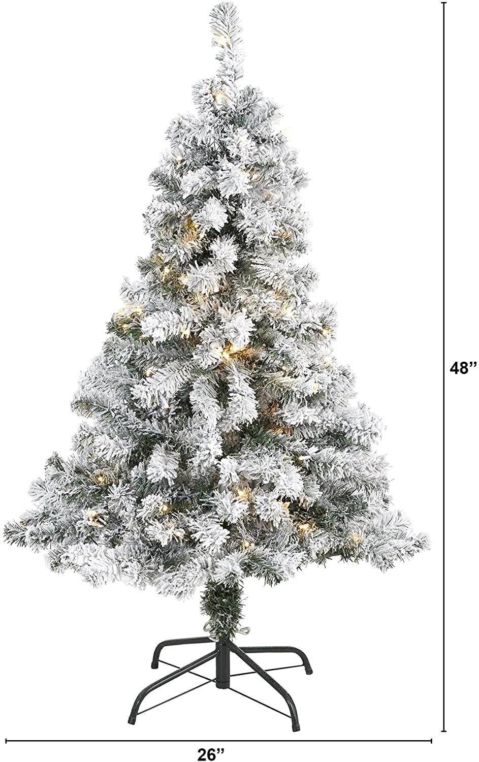 4' Flocked Rock Springs Spruce Christmas Tree Clear Led Green - Diamond Home USA
