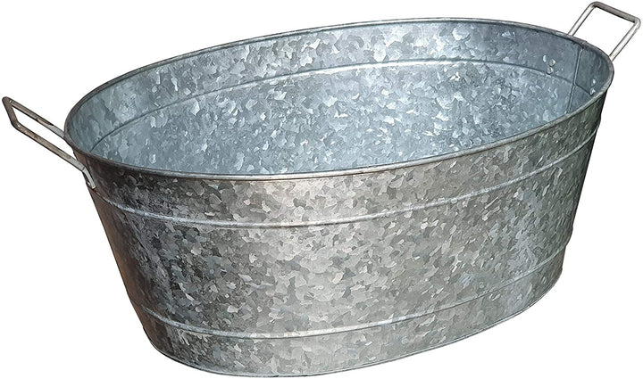 Oval Shape Galvanized Steel Tub Side Handles Embossed Design