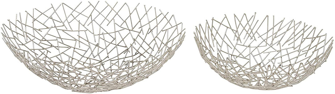 Metal Bowl 13 inch 16 inch (Set 2) Black Silver Acacia