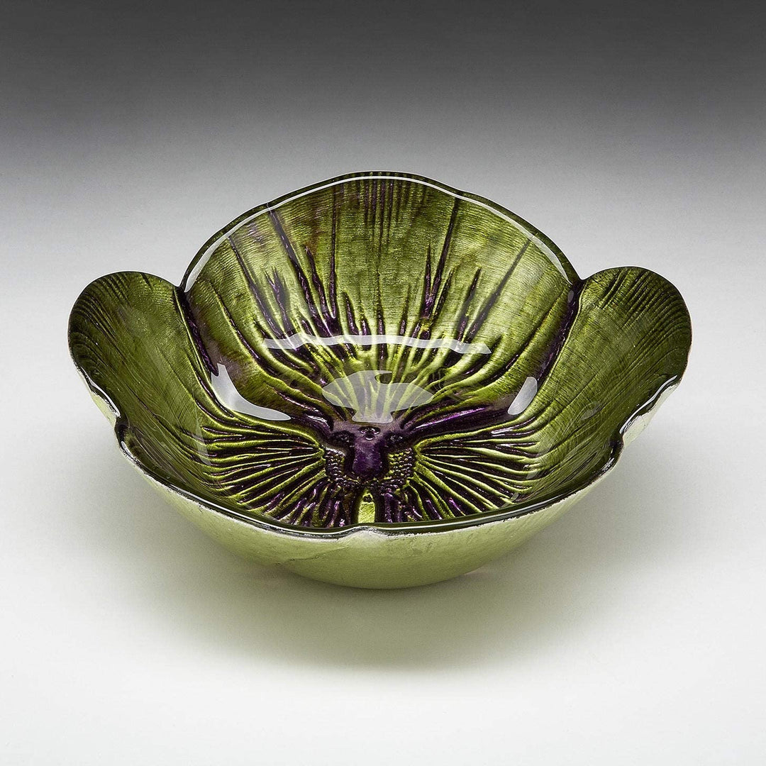 Green/Purple Bowl Green Floral Modern Contemporary Round