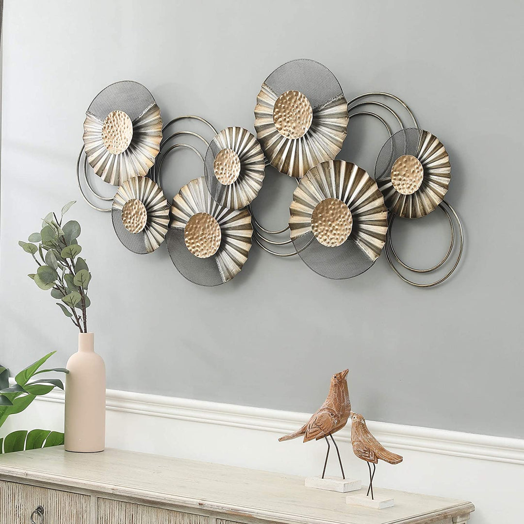 Metal Modern Flower Wall Black Brown Contemporary Includes Hardware - Diamond Home USA