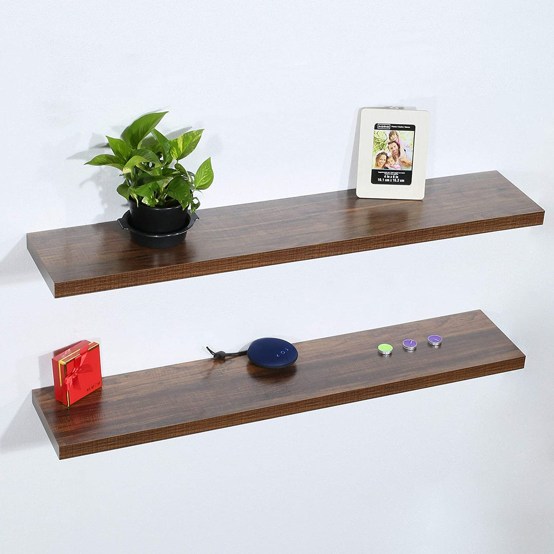 Set 2 Modern Contemporary Antique Walnut Floating Shelves 47