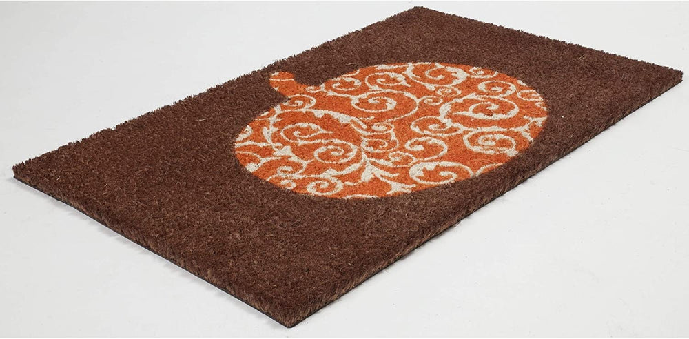 Scrolled Pumpkin Non Slip Coir Doormat Color Transitional