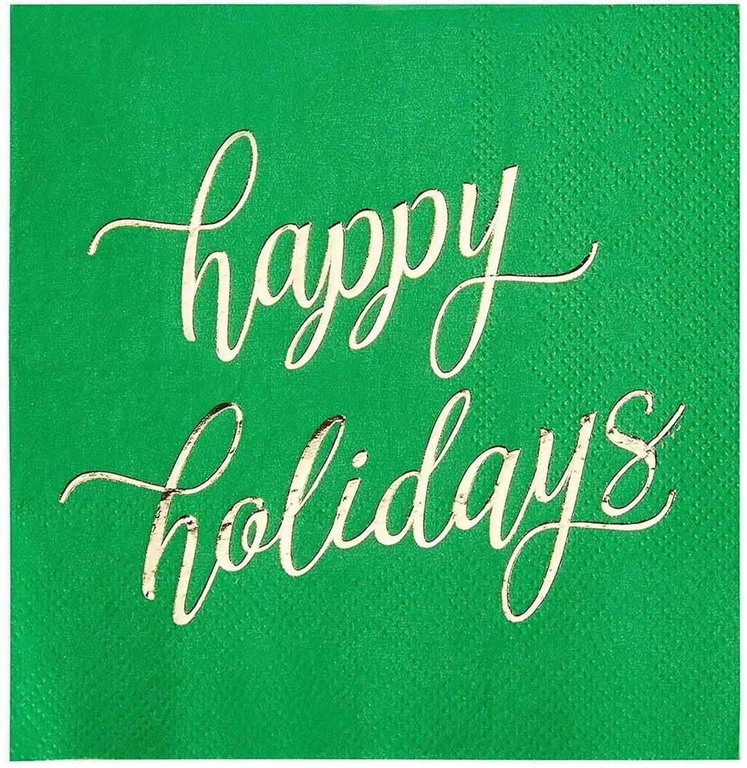 Cocktail Napkins Disposable Paper Christmas Holidays Dinner Color - Diamond Home USA