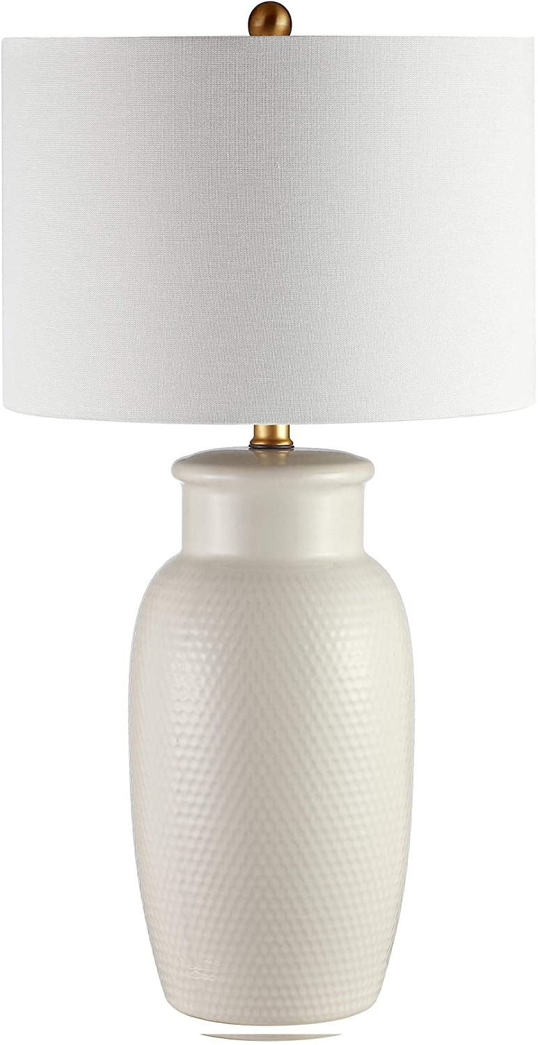 Lighting 27 inch Ivory Ceramic Led Table Lamp 15" W X L 27 5" H White Modern Contemporary Gold Bulbs Included