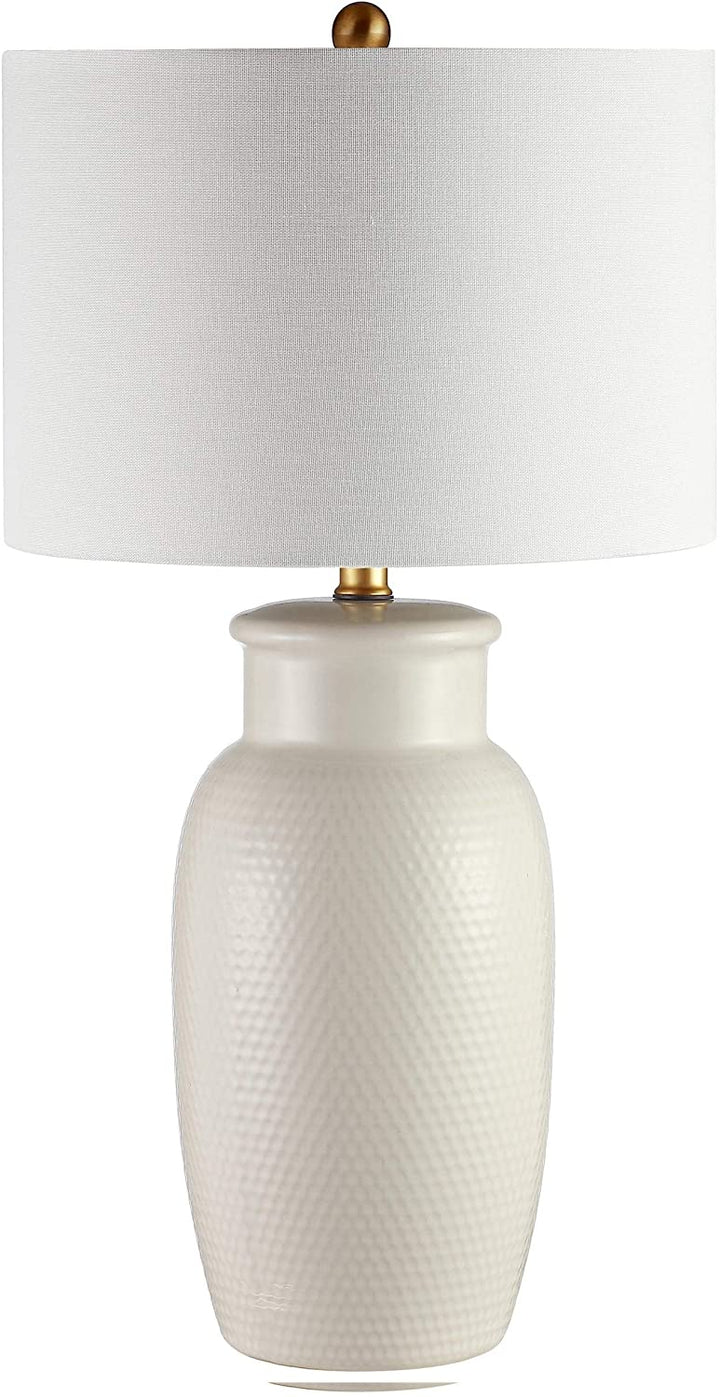 Lighting 27 inch Ivory Ceramic Led Table Lamp 15" W X L 27 5" H White Modern Contemporary Gold Bulbs Included