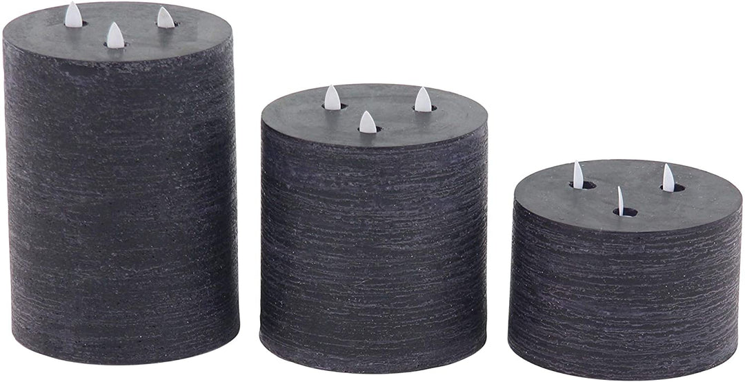 Modern Black Led Candles (Set 3) Contemporary Wax - Diamond Home USA