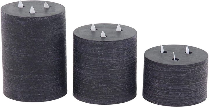 Modern Black Led Candles (Set 3) Contemporary Wax - Diamond Home USA