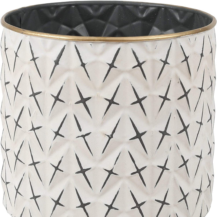 3 Piece Standing Metal Round Planters Black White Modern Contemporary - Diamond Home USA