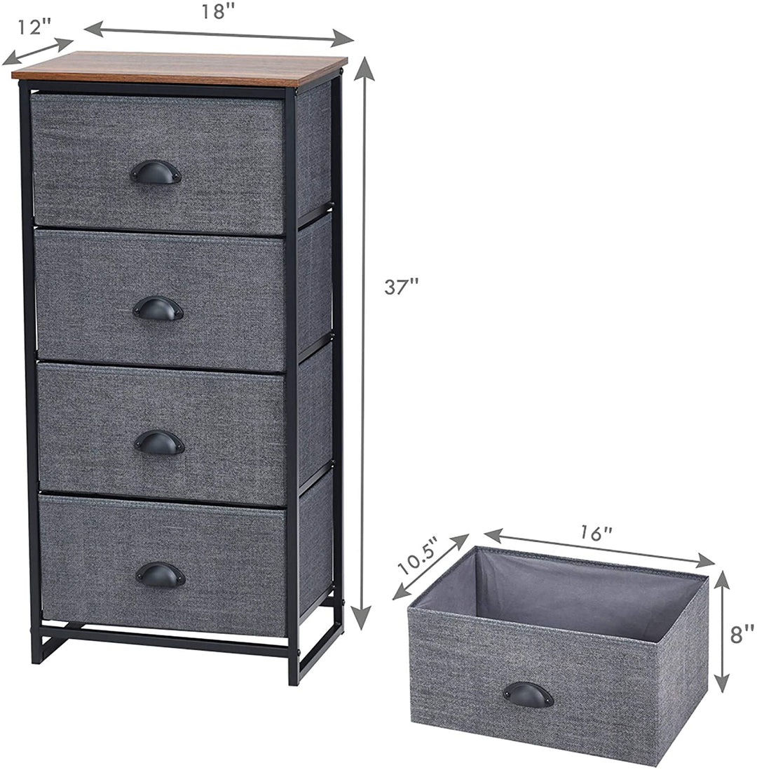Dresser Storage Tower Nightstand 4 Drawers Black Modern Contemporary MDF Painted Includes Hardware - Diamond Home USA