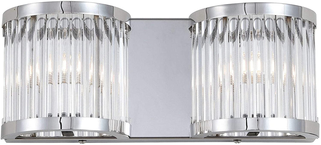 Lighting Two Light Led Wall Sconce Metallic Bohemian Eclectic Glam Glass Wrought Iron Chrome Bulbs Included - Diamond Home USA