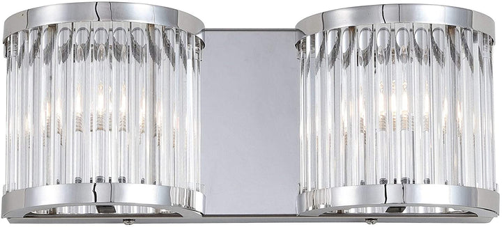 Lighting Two Light Led Wall Sconce Metallic Bohemian Eclectic Glam Glass Wrought Iron Chrome Bulbs Included - Diamond Home USA