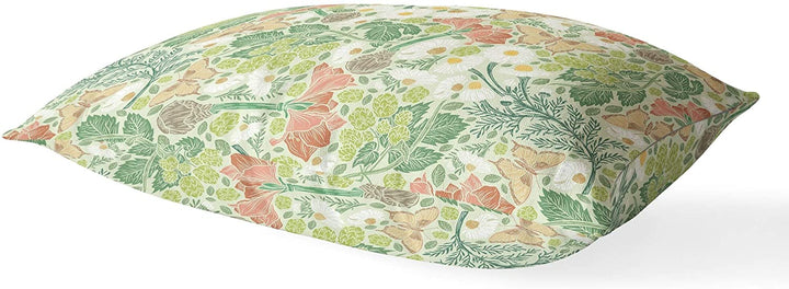 Light Lumbar Pillow Green Floral Modern Contemporary Polyester Single Removable Cover - Diamond Home USA