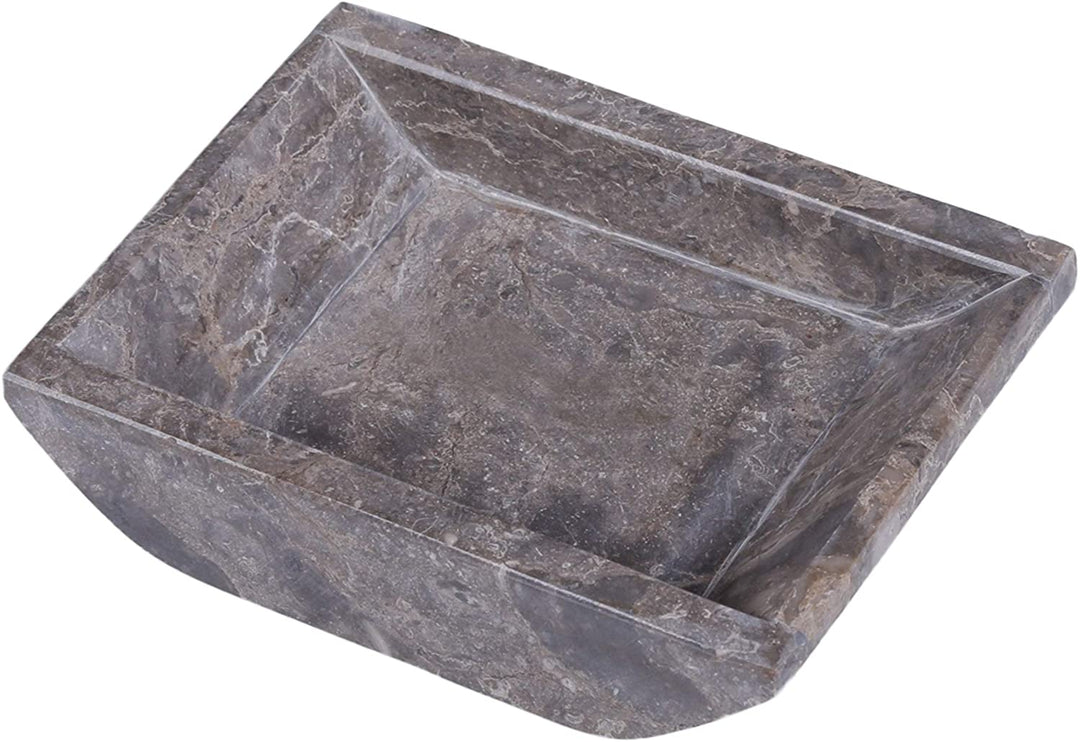 Charcoal Marble 5 1/8" X 4 1/4" Boat Shaped Candle Holder Plate Grey Glossy - Diamond Home USA
