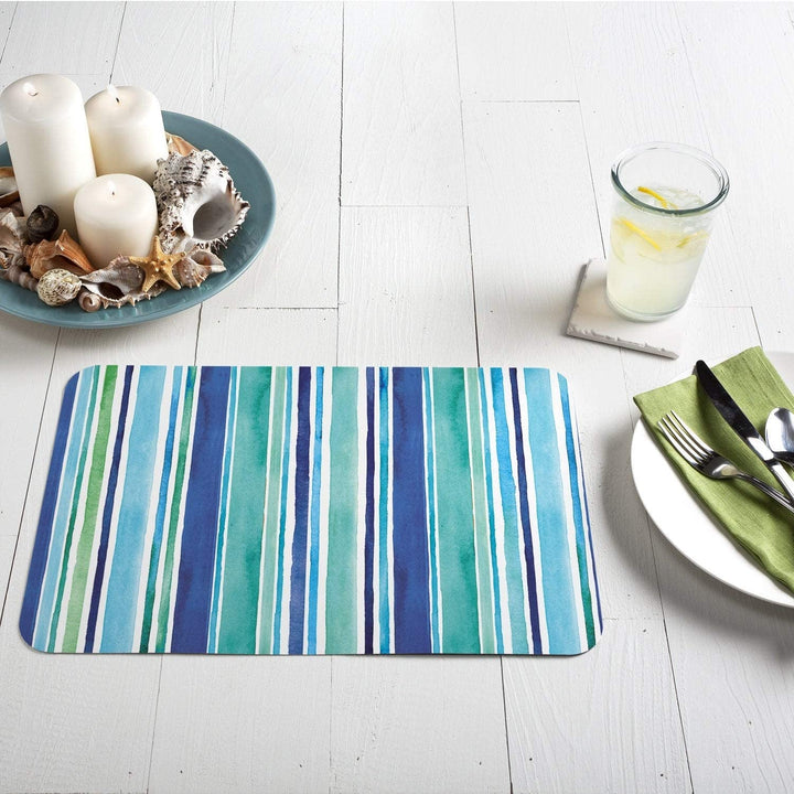 Wipe Clean Placemats Set 4 Chairs Sea Color Rectangle Plastic - Diamond Home USA